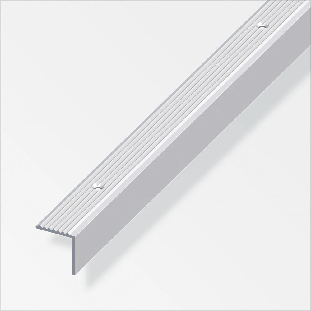 Treppen-Profil Schmal 100 X 1,9 X 2 Cm Silber Gerillt Gelocht