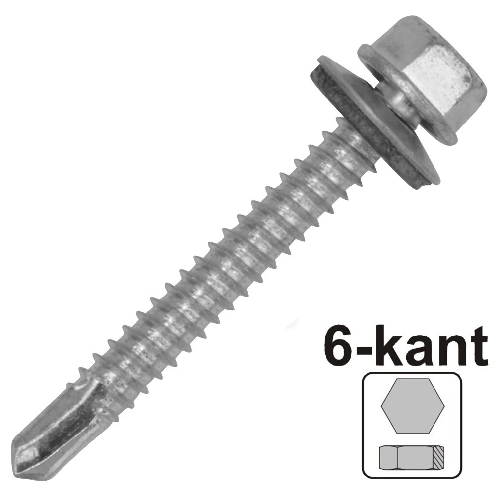 Bohrschraube Mit Dichtscheibe 4,8x19mm Verz. DIN 7504 K