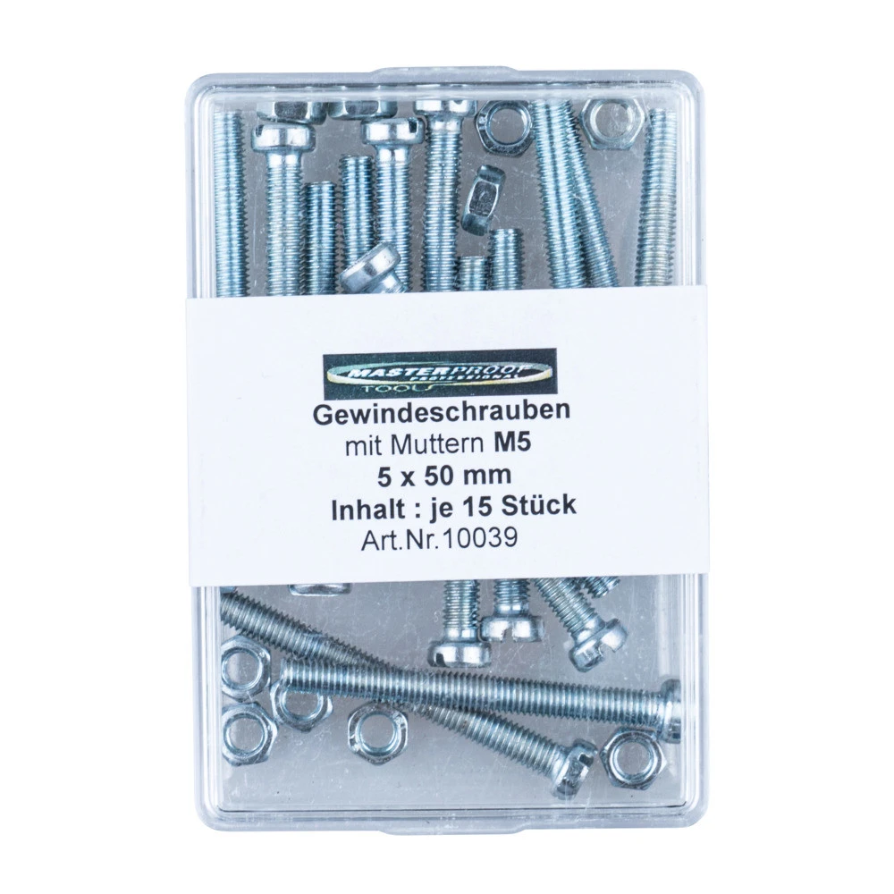 Gewindeschrauben DIN 84 Mit Muttern 5 X 50 Mm / M5 Je 15 StĂŒck â Bild 2