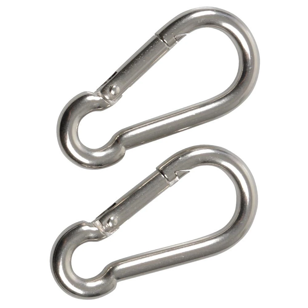 Fishbull Feuerwehr-Karabiner 5 X 50 Mm V4A Edelstahl, 2 StĂŒck, Belastbarkeit 120 Kg