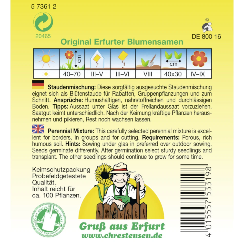 Saatgut Staudenmischung Halbhohe Sorten Mehrjährig Für Ca. 100 Pflanzen – Bild 2