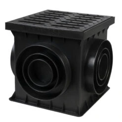 Hofablauf Mit Kunststoff-Rost 250x250 Mm Kunststoff Schwarz