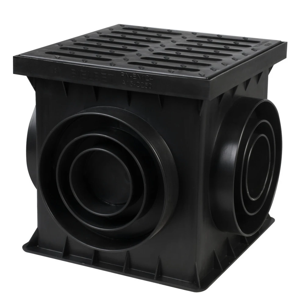 Hofablauf Mit Kunststoff-Rost 250x250 Mm Kunststoff Schwarz