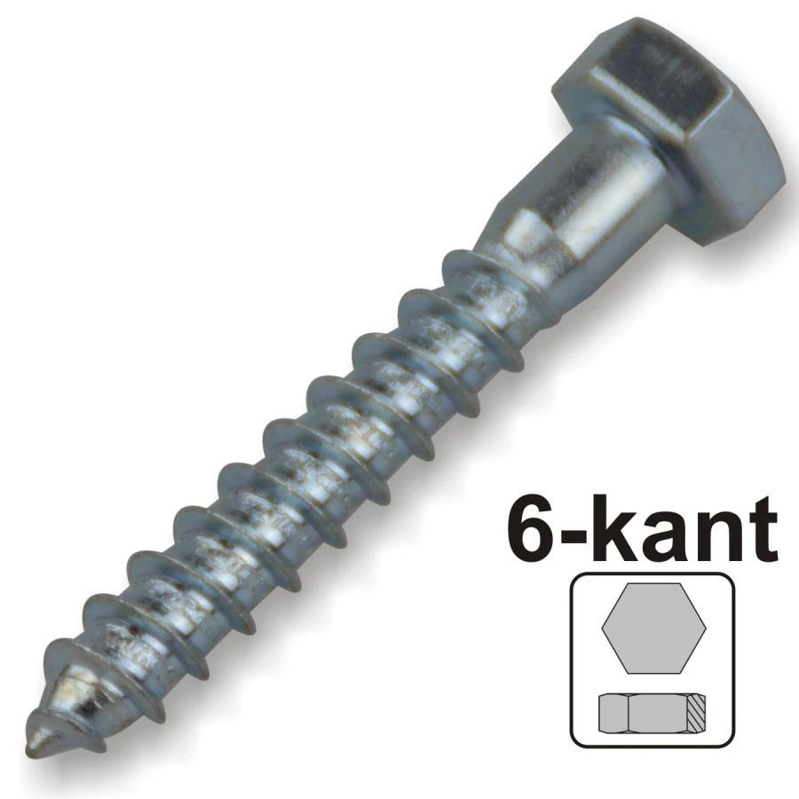 Sechskant Holzschraube 8x60 Mm DIN571 Galvanisch Verzinkt
