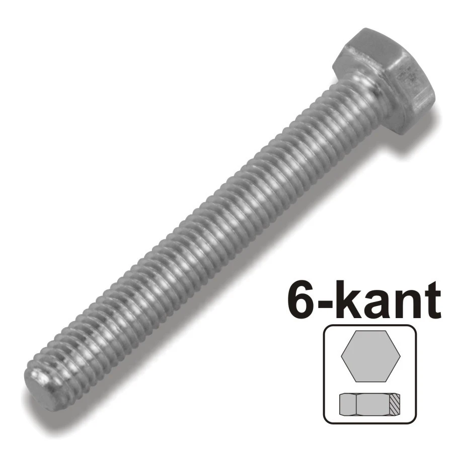 Maschinenschraube 16x40 Mm M16 DIN933 Galvanisch Verzinkt 8.8 Sechskantschraube