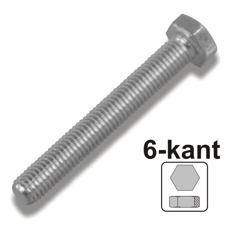 Maschinenschraube 5x30 Mm M5 DIN933 Galvanisch Verzinkt 8.8 Sechskantschraube