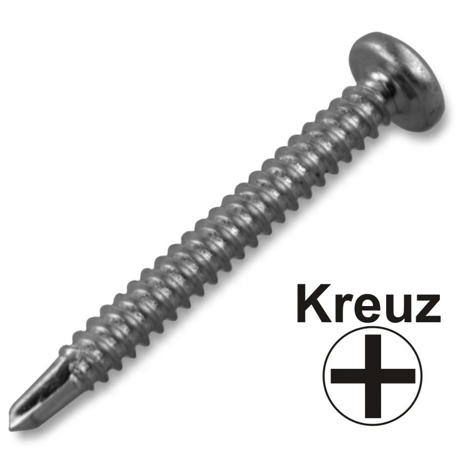 Linsenblechschraube Mit Bohrspitze DIN7504 M-Form Galv. Verzinkt Bohrschraube