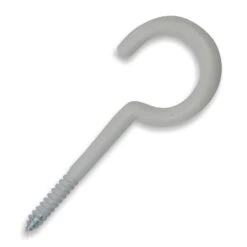 Wäscheleinen-Haken 10 Cm Gebogen Weiß Offen Verzinkt