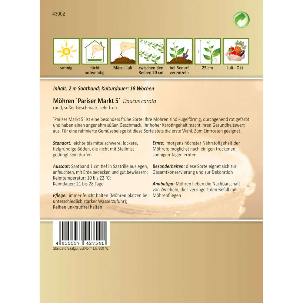 Saatgut Möhren Pariser Markt 5 â Bild 2