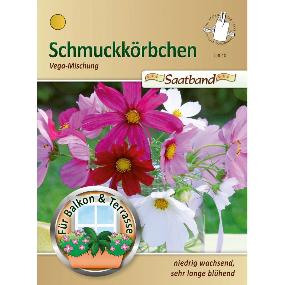 Saatgut Schmuckkörbchen Vega-Mischung, Ca. 2 Meter Saatband, Lange Blühend