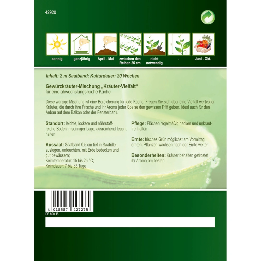 Saatgut Gewürzkräuter, Ca. 2 Meter Saatband – Bild 2