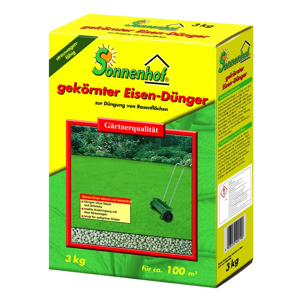 Sonnenhof Eisendünger, Gekörnt 3 Kg Für Rasenflächen Ca. 100 M²