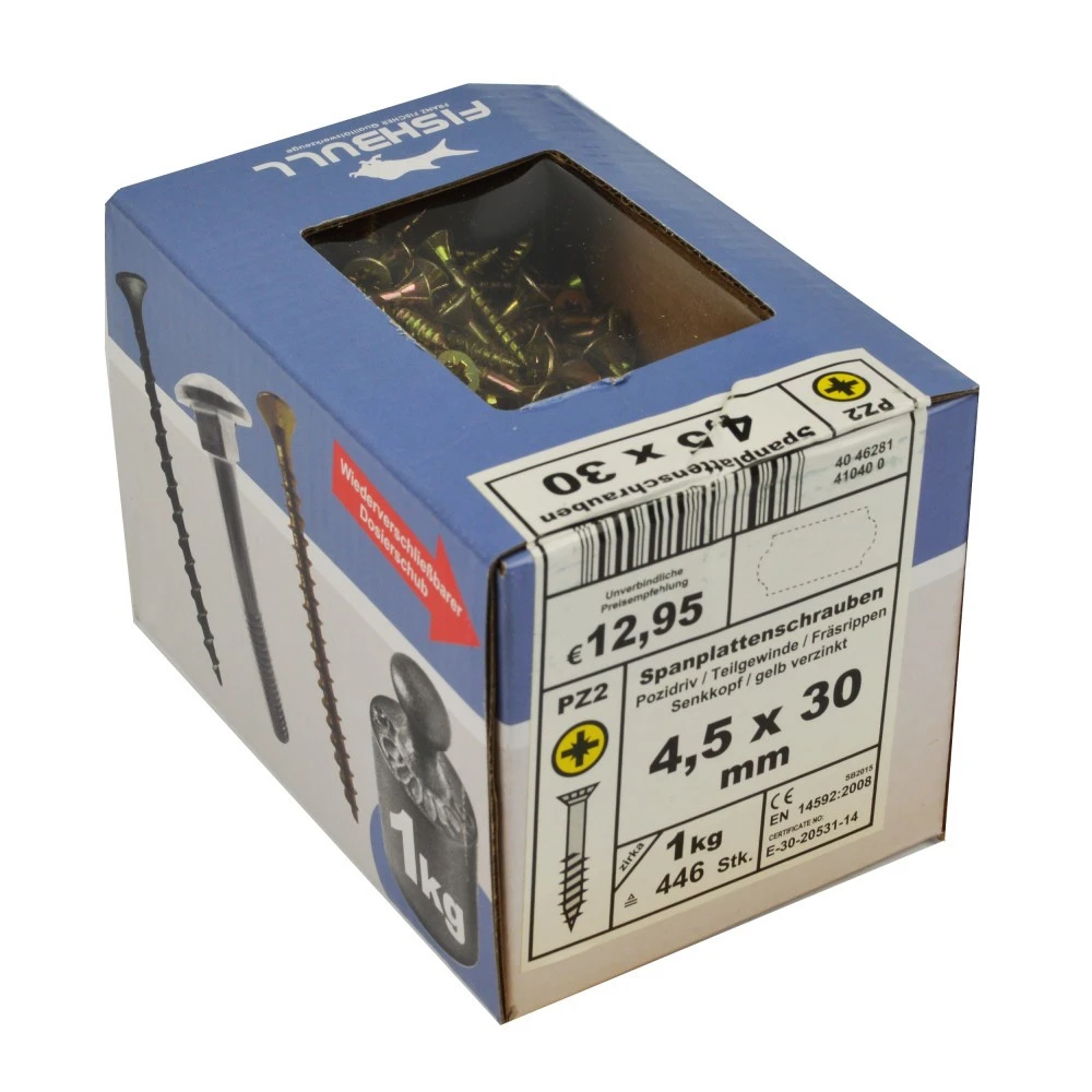 Spanplattenschraube 4,5x30 Mm PZ 1kg Fishbull-Pack Senkkopf Teilgewinde Kreuzschlitz â Bild 3