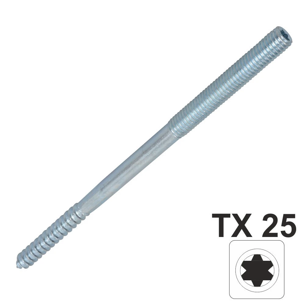 Stockschraube 8,0x120mm TX Innensechsrund Galvanisch Verzinkt