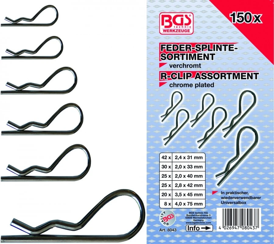 BGS Federsplinte Sortiment 150-teilig
