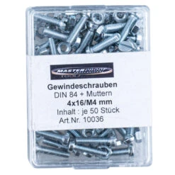 Gewindeschrauben DIN 84 Mit Muttern 4 X 16 Mm / M4 Je 50 StĂŒck