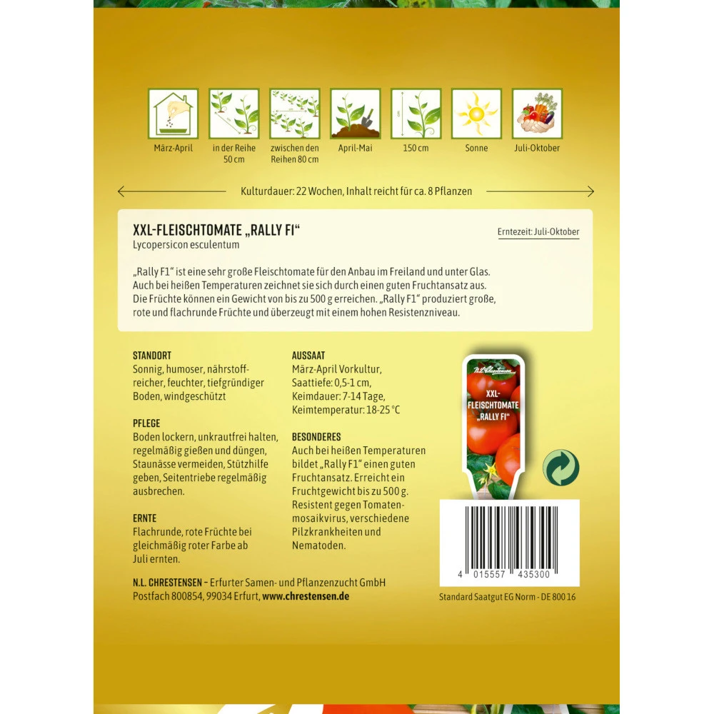 Saatgut XXL-Fleischtomate Rally F1 FĂŒr Ca. 8 Pflanzen â Bild 2